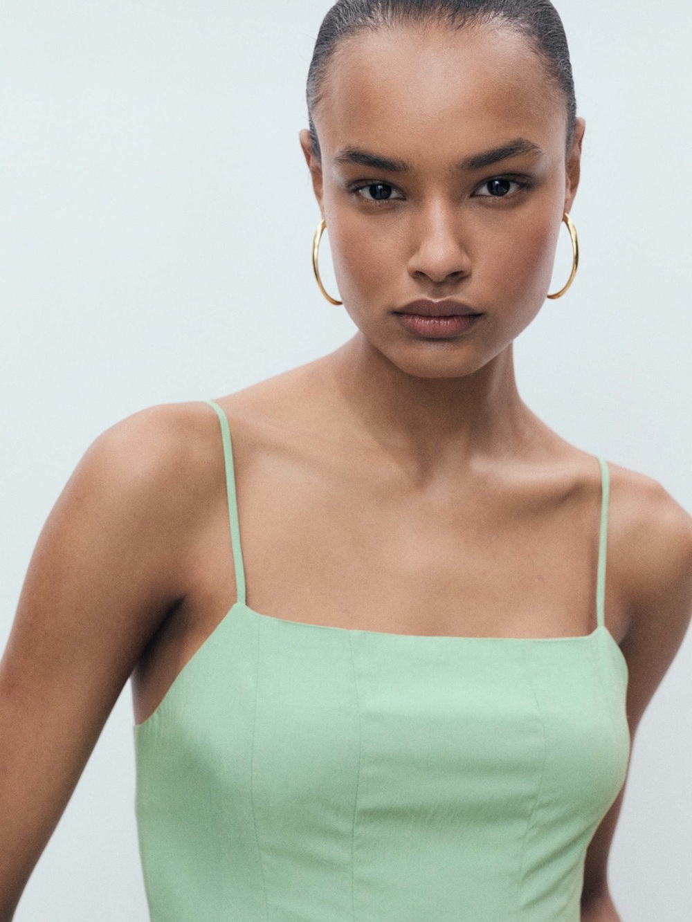 Mango Light Green Strappy Midi Dress - Picture 5 of 9